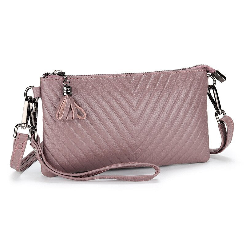 New Shoulder Bag Genuine Leather Women's Luxury Handbags Fashion Crossbody Bags Lady Messenger Bag Female Zipper Slim Purse
