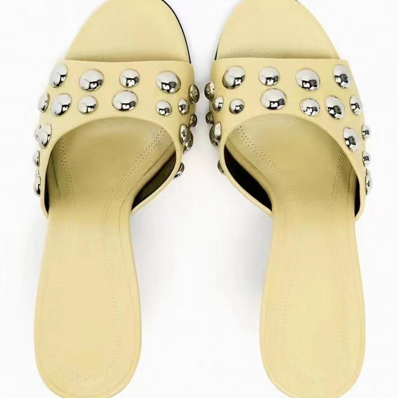Women's Sandals Summer Mules Slingback Stiletto Heeled Sandals Silver Gold High Heels