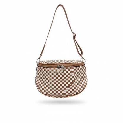 Checkerboard Woven Crossbody Bag