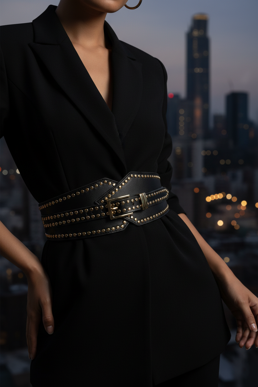 Studded Wide Stretch Belt