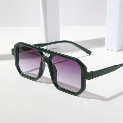 Retro double beam sunglasses, European and American new personalized small frame sunglasses, fashionable retro square minimalist sunglasses trend
