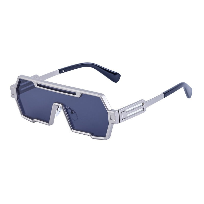 New futuristic technology and trendy all-in-one metal sleeve sunglasses, popular on the internet, the same type of sunglasses