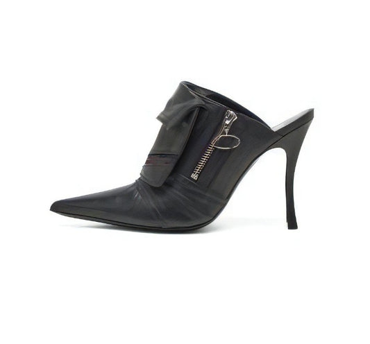 Half Slippers Women Pointed Toe High Stiletto Heels Ladies Mules Summer Pocket Designer