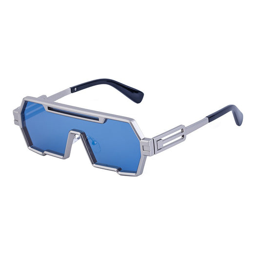New futuristic technology and trendy all-in-one metal sleeve sunglasses, popular on the internet, the same type of sunglasses