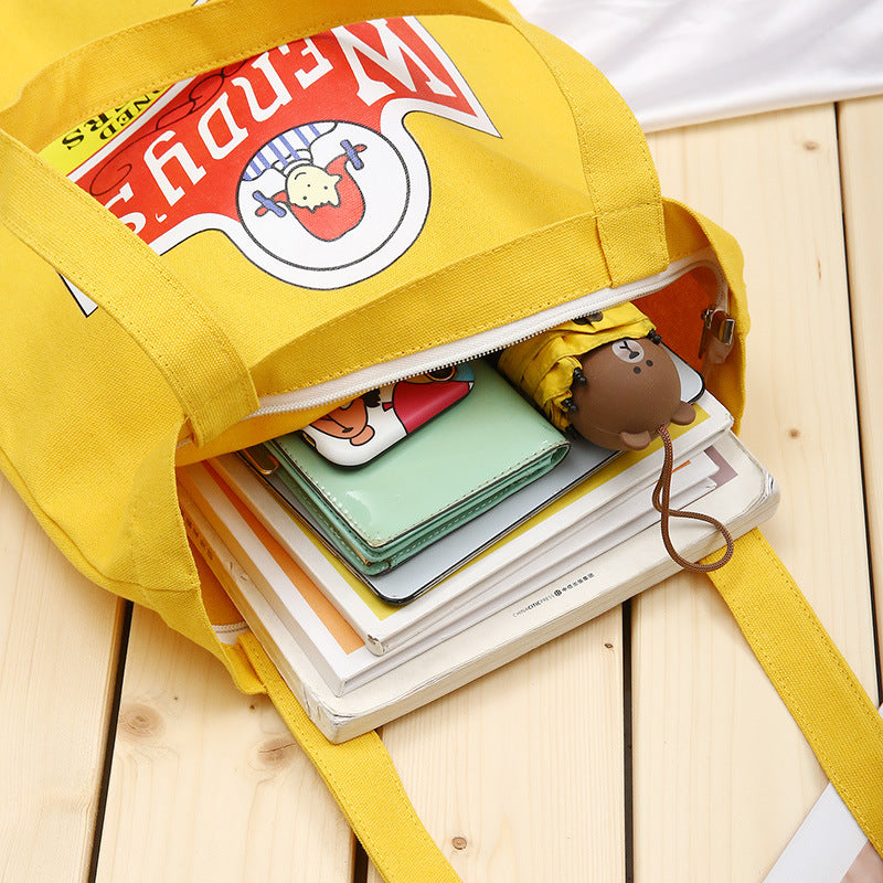 New Trend Fashion Shoulder Bag Student Class Tutoring Large Capacity Canvas Bag Female Shopping Canvas Bag