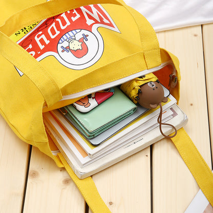 New Trend Fashion Shoulder Bag Student Class Tutoring Large Capacity Canvas Bag Female Shopping Canvas Bag
