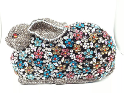 Women Bag Luxury Rabbit Bunny Women Gold Crystal Minaudiere Clutch Evening Bag Diamond Wedding Party Bridal Animal Handbag Purse