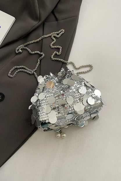 Drawstring Sequin Crossbody Bag