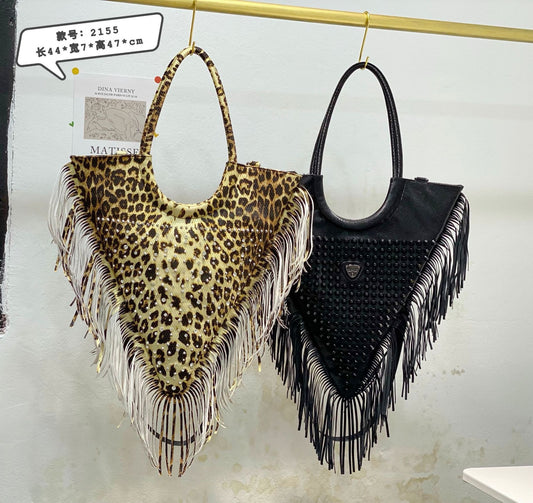 Designer Brand Purses And Handbags For Women Vintage Tassel Shoulder Bag Ladies Large Capacity Travel Rivet Shopper Totes