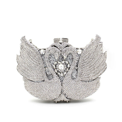 Swan studded diamond dinner bag, banquet dress, full diamond bag