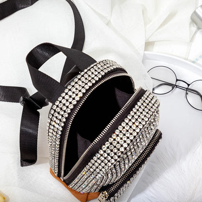 Kawaii Rhinestone Crossbody Bags For Women 2021 Designer High Quality Cute Panelled Shoulder Bags Ladies Fashion Silver Handbag
