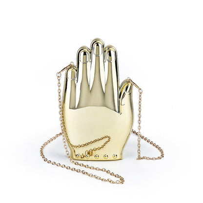 Cute Palm Shape Small Crossbody Bag For Women Gold Silver Acrylic Clutch Evening Bag Ladies Chain Dinner Party Shoulder Bag
