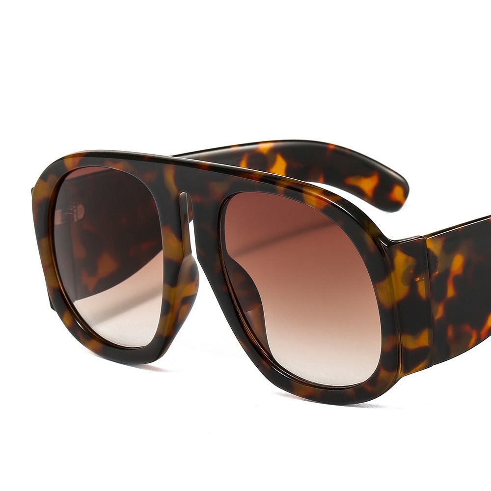 Ins Large Frame Sunglasses Womens Fashion Street Shoot Round Show Individualized Contrast Color Sunglasses