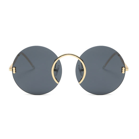 Punk style sunglasses glasses European and American round frame rimless sunglasses