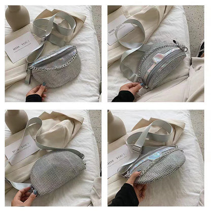 Women Fanny Pack Diamond Waist Belt Bag Luxury Designer Shoulder Bags For Women Fashion Handbag Chain Chest Pack Crossbody Bags