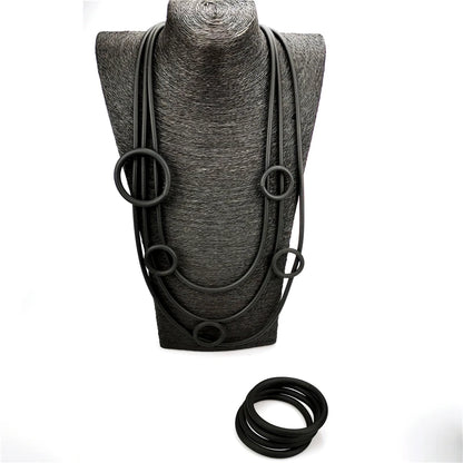UKEBAY New Women Jewelry Set Ladies Fashion Rubber Necklace And Bracelets Handmade Necklaces Gothic High Street Jewellery Sets
