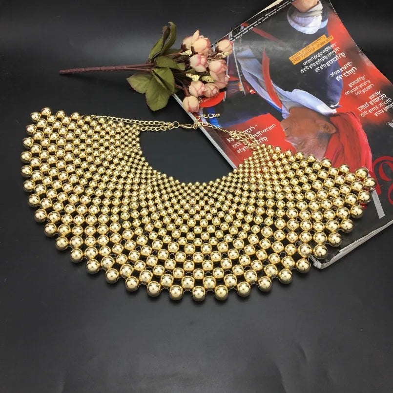 Brand Indian Jewelry Handmade Beaded Statement Necklaces For Women Collar Beads Choker Maxi Necklace Wedding Dress African UKEN