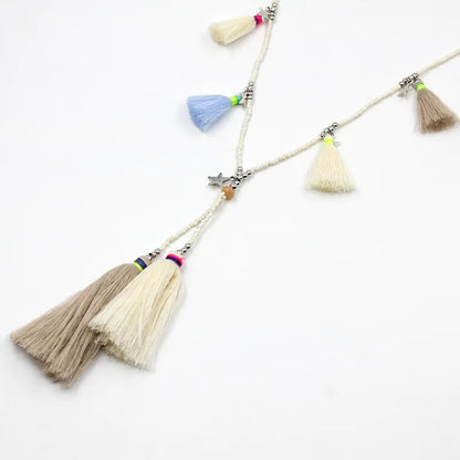 Women Jewelry Statement Necklace Bohemian Handmade Colorful Strand Tassel Pendant Female Accessories Necklace for Dress