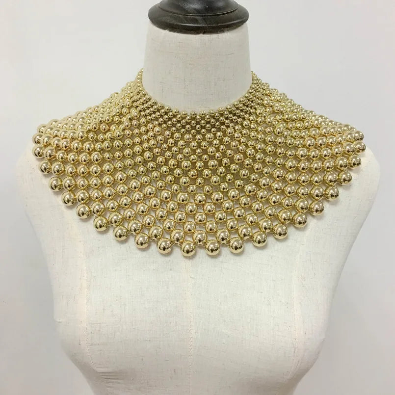 Brand Indian Jewelry Handmade Beaded Statement Necklaces For Women Collar Beads Choker Maxi Necklace Wedding Dress African UKEN