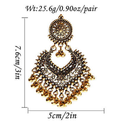 Indian Jewelry Set for Women Bijoux Retro Gold Plated Round Beads Tassel Earring Necklace Sets Ethnic Vintage Wedding Jewelry