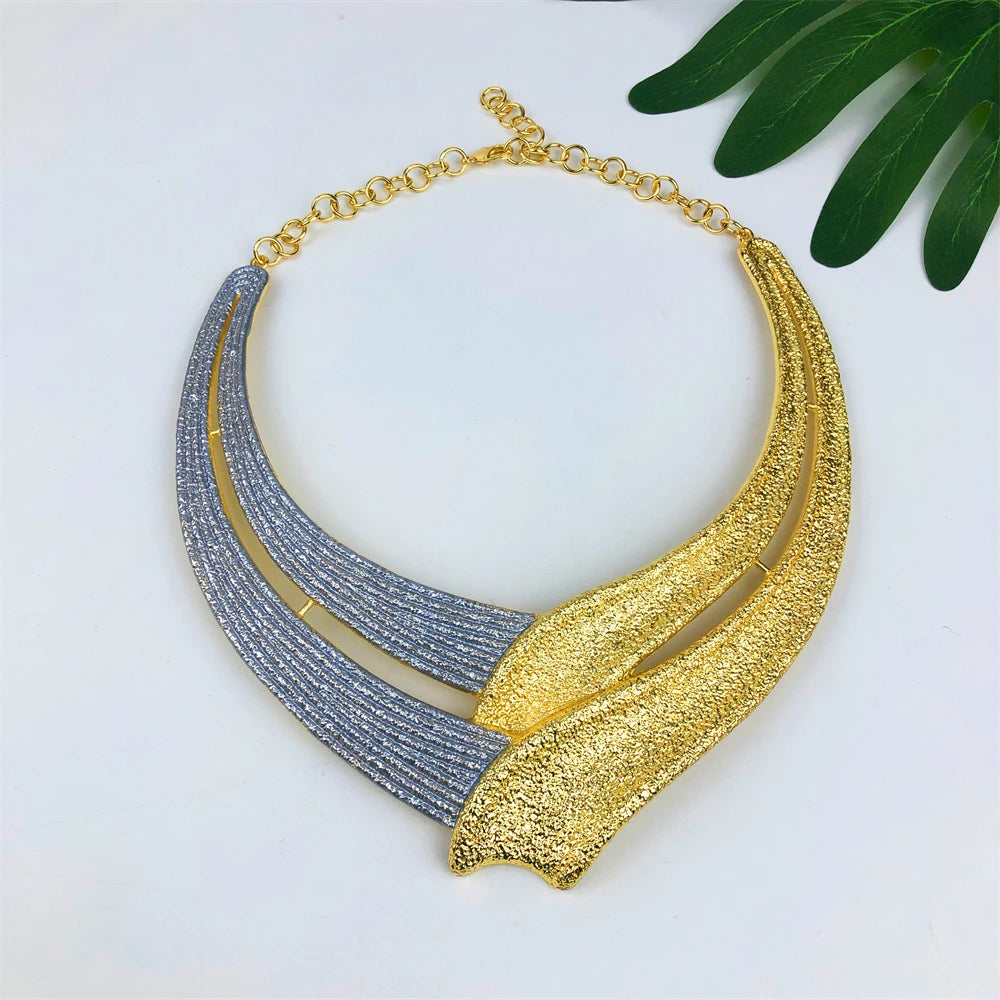 Exquisite 18K Gold Plated 4Pcs Jewelry Set for Women Big Size Necklace Earring Bracelet Ring African Bridal Wedding Party Gifts