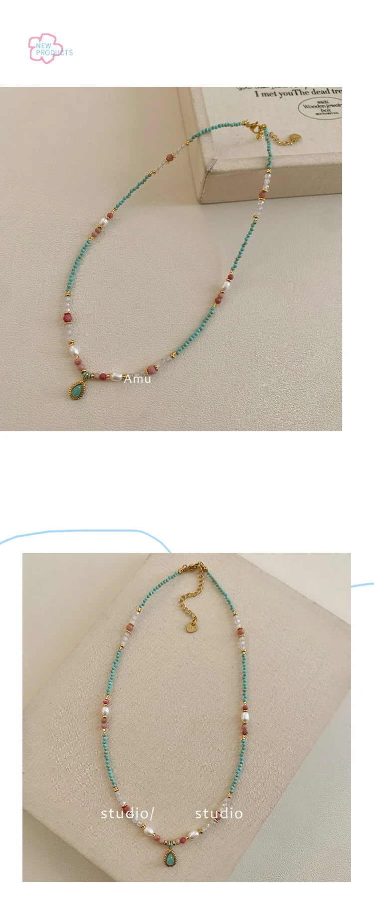 2025 Fashion Jewelry For Women's Sexy Collarbone Chain Accessories Natural Stone Pearl Bead Chain Water Droplet Pendant Necklace