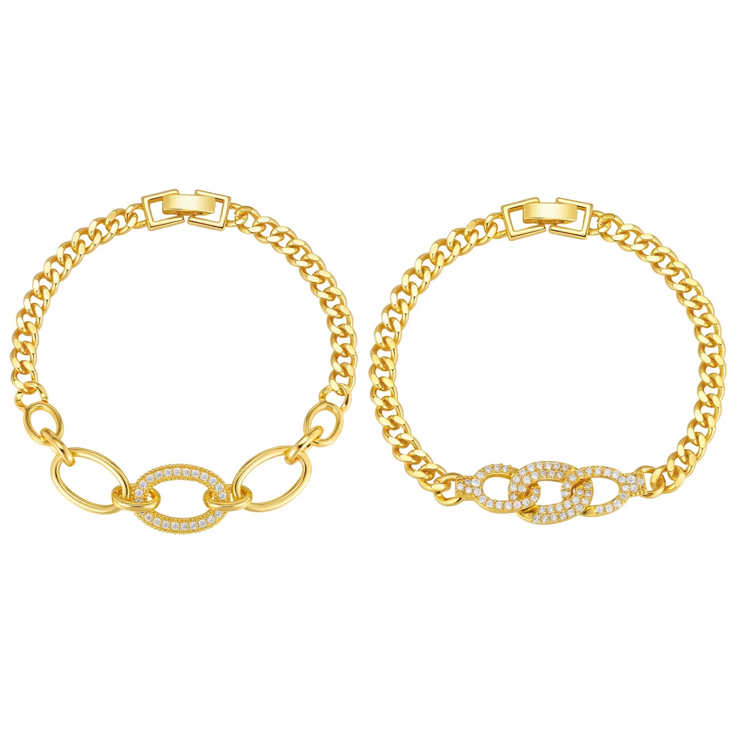 Women's Luxury Geometric Charm AAA Zircon Bracelet, Exquisite Gold Plated Metal Chain Bracelets, High Quality Jewelry Wedding
