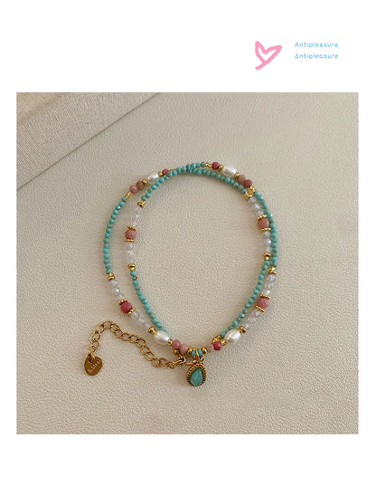 2025 Fashion Jewelry For Women's Sexy Collarbone Chain Accessories Natural Stone Pearl Bead Chain Water Droplet Pendant Necklace