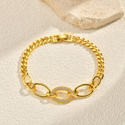 Women's Luxury Geometric Charm AAA Zircon Bracelet, Exquisite Gold Plated Metal Chain Bracelets, High Quality Jewelry Wedding