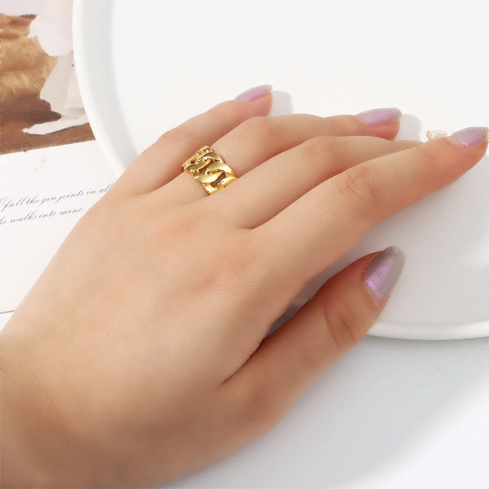 Women's Gold Ring Classic Chain Ring Gorgeous Jewelry Gifts Luxury Quality Jewelry Rings For Man Woman