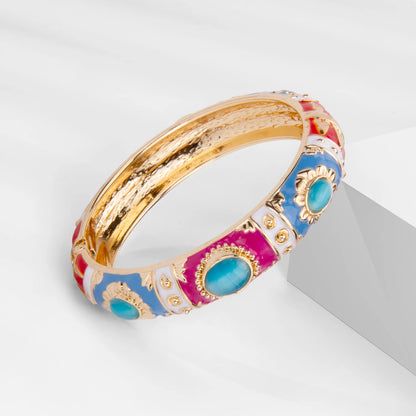Enamel Bracelet For Women Bangle On Hand Hawaiian India Cloisonne African Jewelry Women's Hand Bracelets Bohemian Designer Gifts